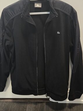 Lacoste Men's Black Lightweight Full-Zip Shirt Jacket
